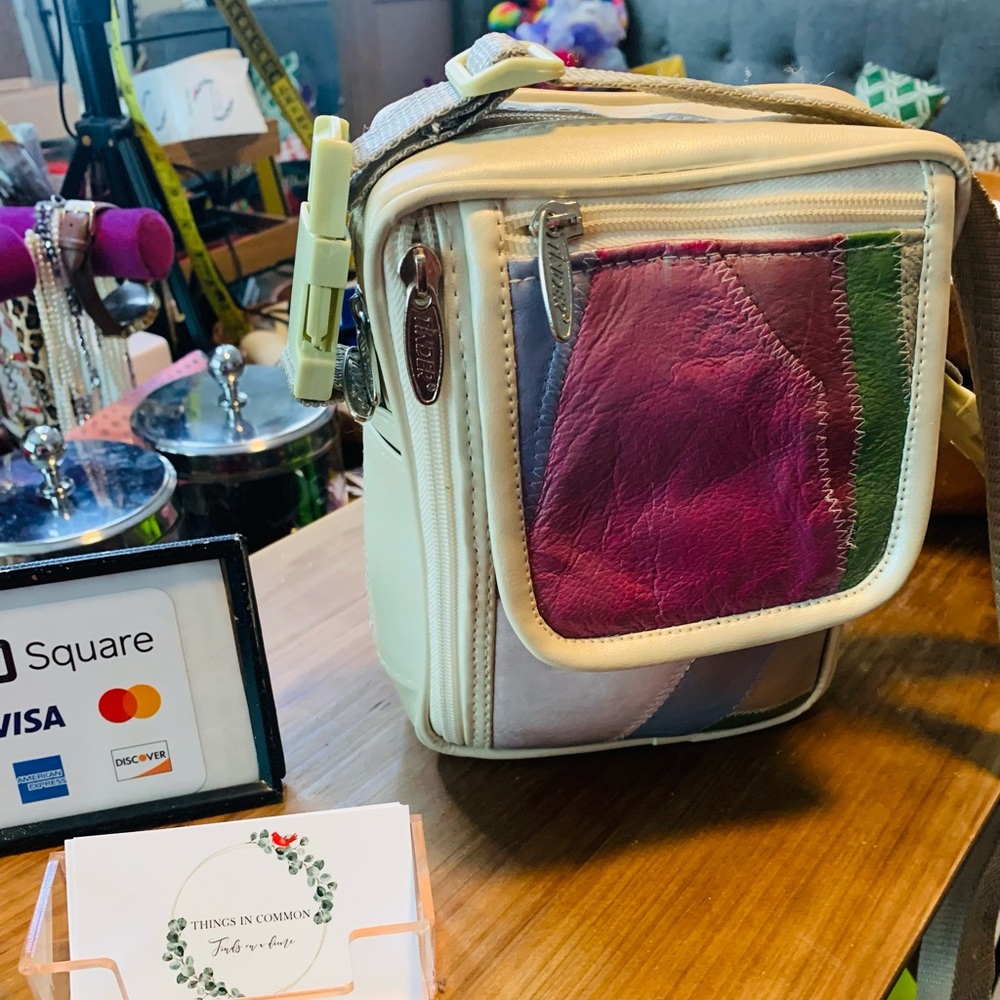 Tinder vintage leather patchwork crossbody bag